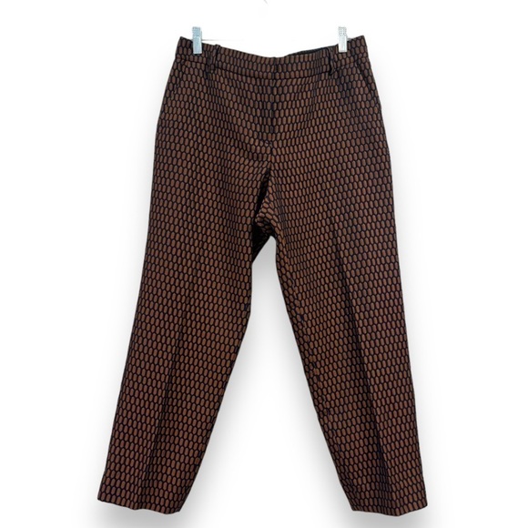 Banana Republic Brown/Navy Blue Hexagon Print Wool Blend Ankle Trousers NWT - Picture 1 of 7
